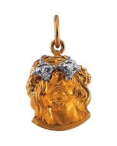 Head Of Jesus Crown Pendant W/Diamond 14K Yellow Gold 13.00X10.00 Mm