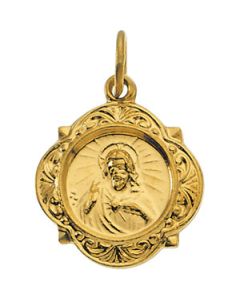 Sacred Heart Of Jesus Medal 14K Yellow Gold 12.14X12.09 Mm