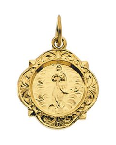 Our Lady Of Assumption Medal 14K Yellow Gold 12.00X12.00 Mm