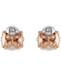 Youth Ladybug Diamond Earrings With Backs And Packaging 14K Rose/White Gold Pair 07.00X07.00 Mm Youth Ladybug Diamond Earrings W/Backs And Packaging