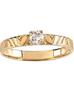 Youth Genuine Birthstone Ring 14K Yellow Gold April Childrens Genuine Birthstone Ring