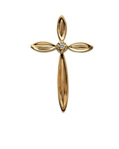 Cross Pendant W/Diamond 14K Yellow Gold 22.50X14.50 Mm