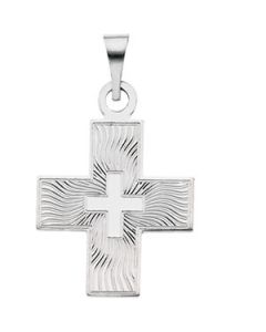 Greek Cross Pendant 14K White Gold 15.50X14.00 Mm