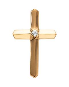 Cross Pendant W/Diamond 14K Yellow Gold 21.50X14.00 Mm