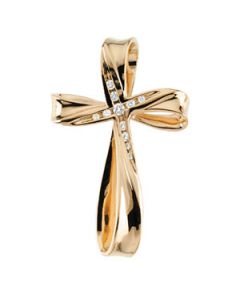Cross Pendant W/Diamond 14K Yellow Gold 33.00X21.50 Mm