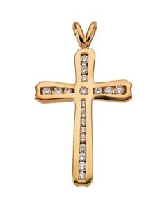 Cross Pendant W/Diamond 14K Yellow Gold 24.00X17.00 Mm