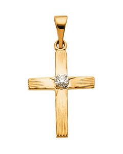 Cross Pendant W/Diamond 14K Yellow Gold 21.00X13.50 Mm