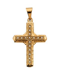 Cross Pendant W/Diamond 14K Yellow Gold 26.00X18.00 Mm