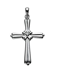 Cross Pendant 14K White Gold 32.00X25.50 Mm