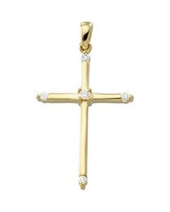Diamond Cross 14K Yellow Gold .09 Ct Tw