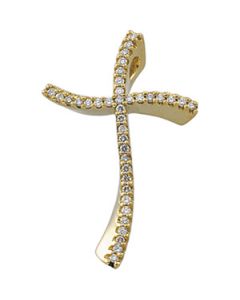 Diamond Cross Pendant 14K Yellow Gold .38 Ct Tw