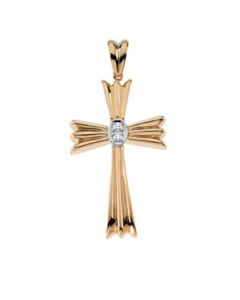 Diamond Cross 14K Yellow Gold .066 Ct Tw