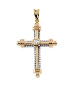 Diamond Cross 14K Yellow Gold .29 Ct Tw