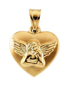 Angel Heart Hollow Pendant 14K Yellow Gold 16.25 X 15.75 Mm
