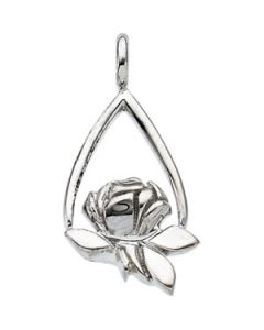 Memorial Tear Rose Pendant Sterling Silver  22.00X14.50