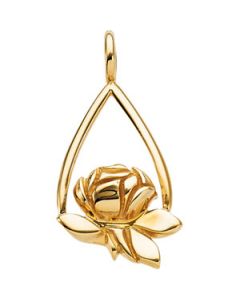Memorial Tear Rose Pendant 14K Yellow Gold 22.00X14.50