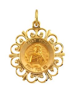 Rd St Peter Pend Medal 14K Yellow Gold 18.5