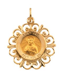 Rd St Paul Pend Medal 14K Yellow Gold 18.5