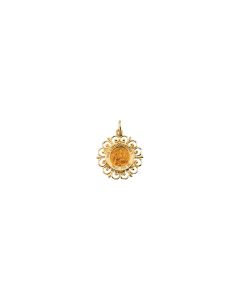 14kt Yellow 18.5mm Round Our Lady of Lourdes Medal