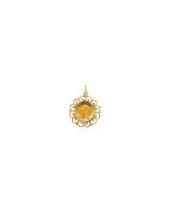 14kt Yellow 18.5mm Round Guardian Angel Pendant Medal