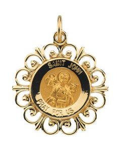 Rd St John Pend Medal 14K Yellow Gold 18.5