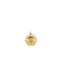 14kt Yellow 18.5mm Round St. Barbara Medal