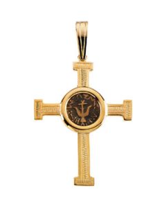 Engraved Cross Pendant 14K Yellow Gold 40.00 X 31.25