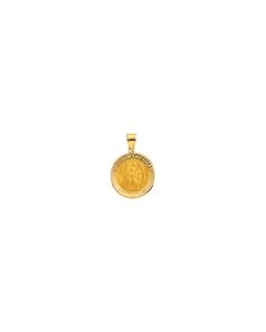 14kt Yellow 18.25x18.5mm Hollow Round Guardian Angel Medal