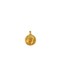 14kt Yellow 23.25x23.5mm Hollow Face of Jesus (Ecce Homo) Pendant