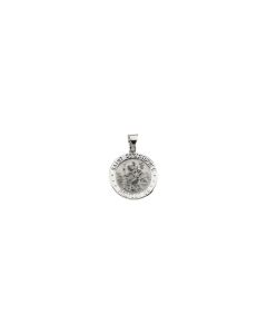 14kt White 18.25mm Hollow Round St. Christopher Medal
