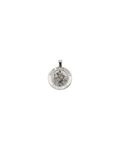 14kt White 25.5mm Hollow Round St. Christopher Medal