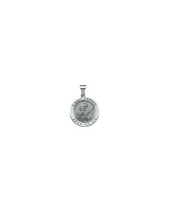 14kt White 18.25mm Hollow Round St. Joseph Medal