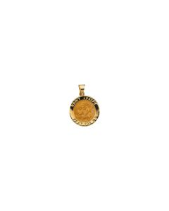 14kt Yellow 18.25mm Hollow Round St. Joseph Medal
