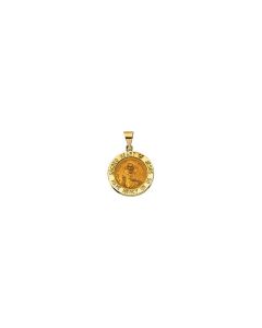14kt Yellow 18.5mm Hollow Round Sacred Heart of Jesus Medal