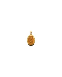 14kt Yellow 23.5x16mm Oval St. Christopher Hollow Medal