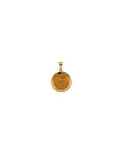 14kt Yellow 18mm Hollow Round St. Patrick Medal