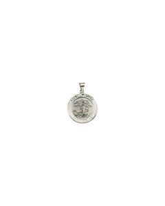14kt White 22.25mm Round Hollow St. Michael Medal