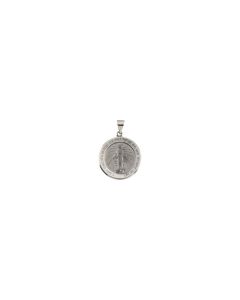 14kt White 22.25mm Hollow Round Miraculous Medal