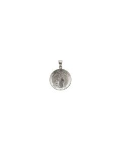 14kt White 22.25mm Hollow Round St. Jude Medal