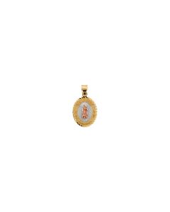14kt Yellow 17x13.5mm Tri-Color Oval Mis 15 Años (My 15th Birthday) Medal
