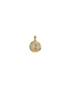 14kt Yellow 16.75mm Tri-Color First Holy Communion Medal