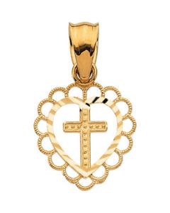 Cross/Heart Pendant 14K Yellow Gold 16.25 X 10.00 Mm Cross Heart Pendant