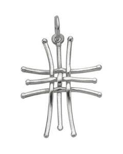 Cross Design 14K White Gold 22.50X18.00 Mm