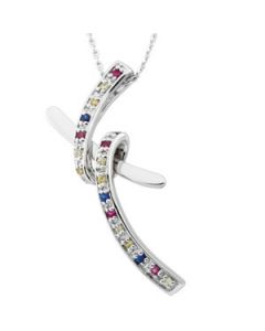 Dancing With Joy Cross Pendant With Stones And Ster Chain Sterling Silver  Dancing With Joy Cross Pendant With Stones And Ss Chain