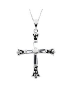 Forgiven Cross Pendant With Stones And Ster Chain Sterling Silver  Forgiven Cross Pendant With Stones Andss Chain