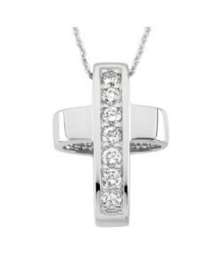 Good And Perfect Cross With Cubic Zirconia And Ster Chain Sterling Silver  Good And Perfect Cross With Cubic Zirconia And Ss Chain