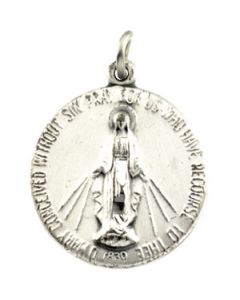 Miraculous Medal With 18.00 Inch Chain Sterling Silver  