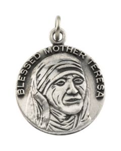 Mother Teresa Medal With 18.00 Inch Chain Sterling Silver  