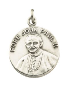 Pope John Paul Ii Medal With 18.00 Inch Chain Sterling Silver  