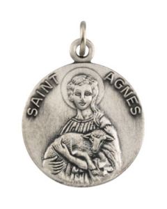 St. Agnes Medal With 18.00 Inch Chain Sterling Silver  18.00 Mm;P;St. Agnes Medal With 18.00 Inch Chain